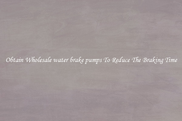Obtain Wholesale water brake pumps To Reduce The Braking Time