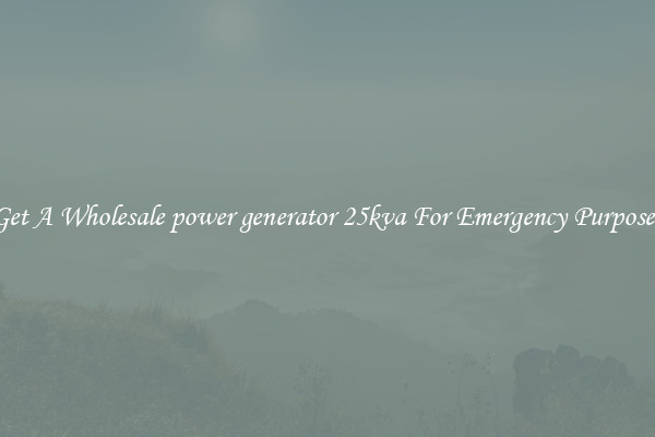 Get A Wholesale power generator 25kva For Emergency Purposes