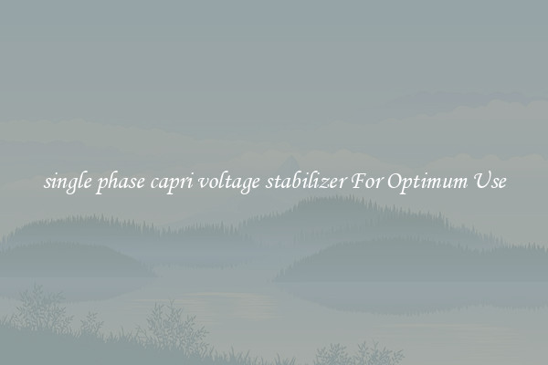 single phase capri voltage stabilizer For Optimum Use